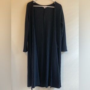 LuLaRoe Sarah Black Ribbed Long Cardigan Size M